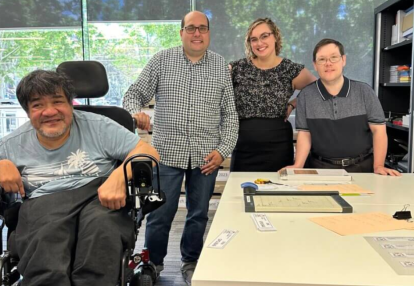 Pictured: Roland, David, Maxima's Tahlia Robinson-Solczaniuk, and Geoff at the Department of Health WA office