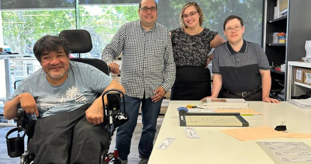 Pictured: Roland, David, Maxima's Tahlia Robinson-Solczaniuk, and Geoff at the Department of Health WA office